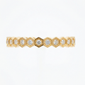 Honeycomb Ring Full with White Round Stone – on Yellow Gold