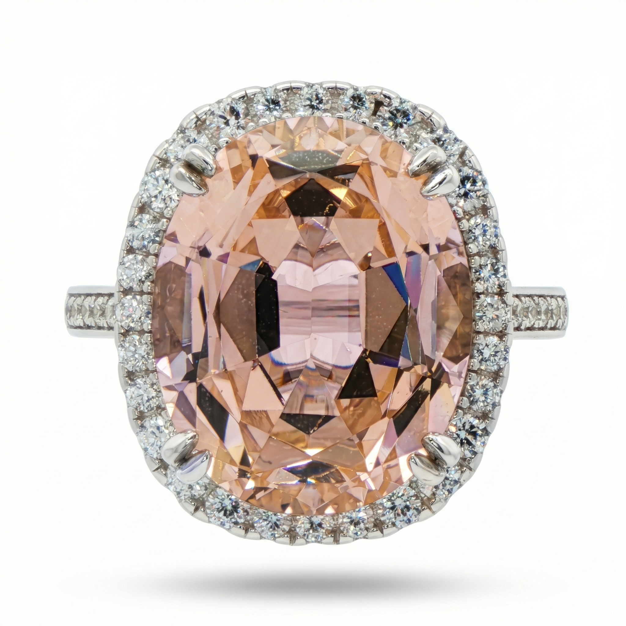 Regent Ring with Pink Cushion Stone – on White Gold