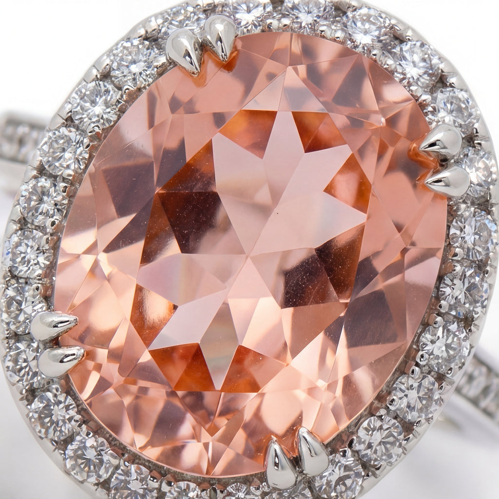 Regent Ring with Pink Cushion Stone – on White Gold